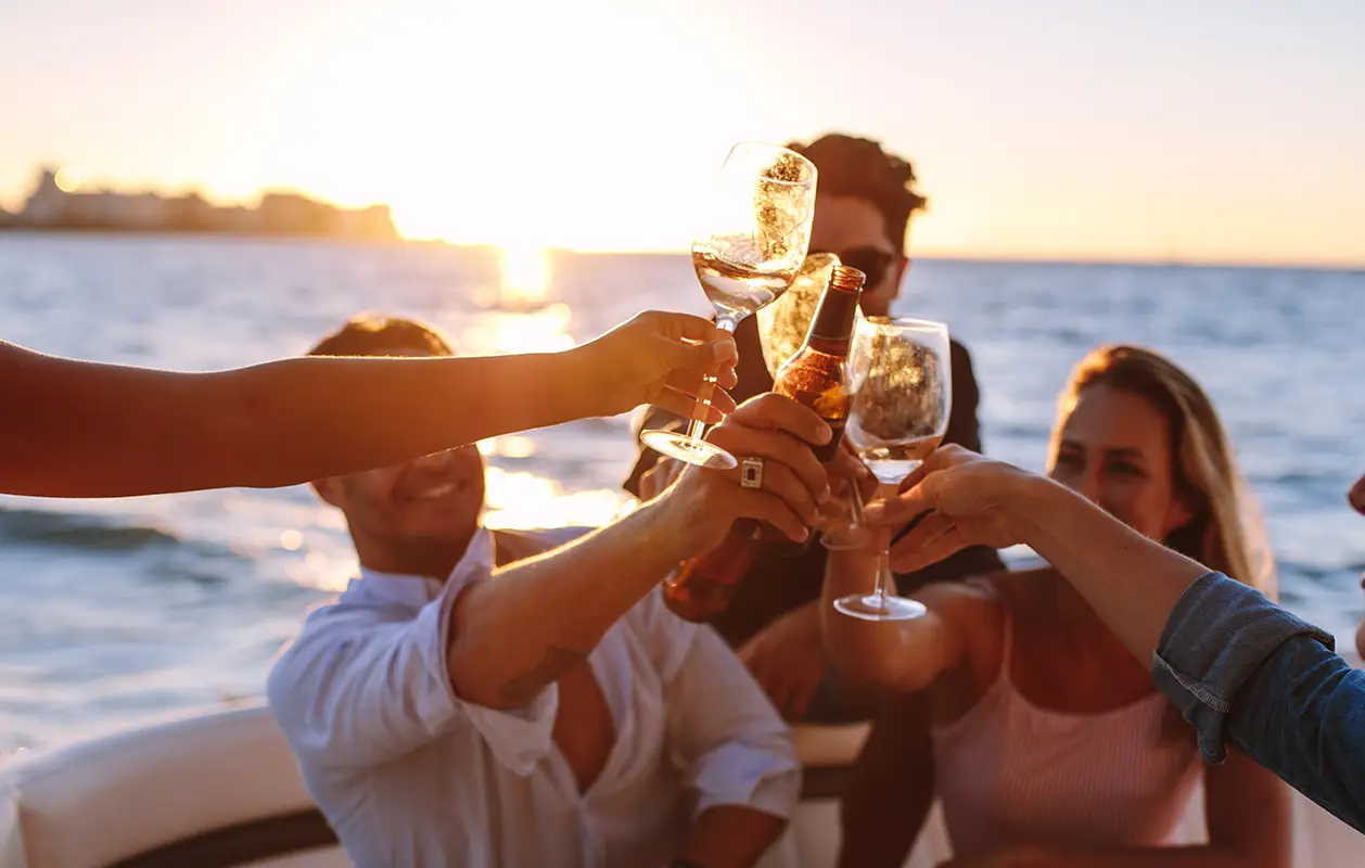 Group of Friends Toasting on a Yacht